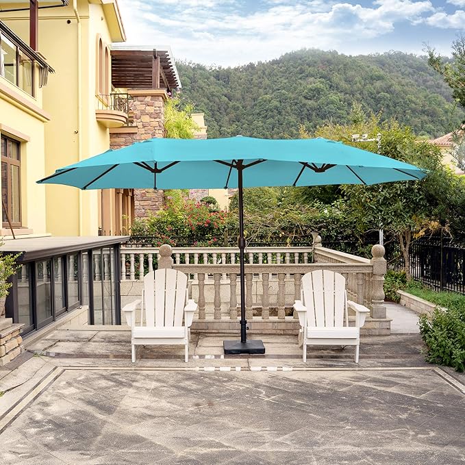 WO Home Furniture Patio Umbrella Twin Double (Extra Long) Outdoor Extra Long Umbrella 15' ft x 9' ft