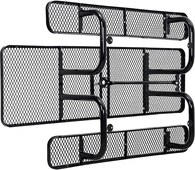 Global Industrial 8'L Rectangular Picnic Table, ADA Compliant, Expanded Metal, Black Thermoplastic Coating, Attached Benches, 1-1/2” Umbrella Pole Hole, Outdoor-Rated