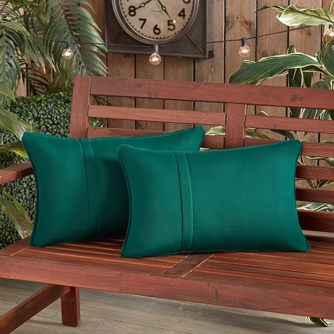 Sunbrella 21'' x 14'' Rectangle Outdoor Throw Pillow with Removable Cover (Set of 2), Canvas Forest