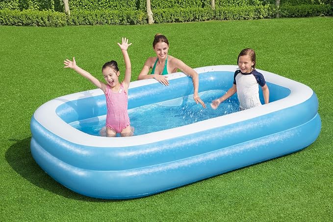 Bestway H2OGO! Blue Rectangular 8'6" Inflatable Family Pool | Perfect for Kids, Ages 6+