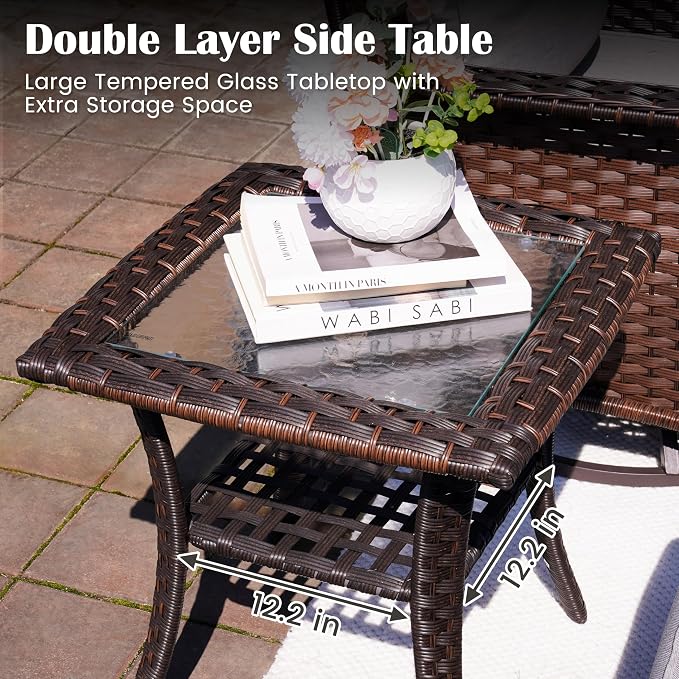 Sundale Outdoor 6 Piece Wicker Patio Furniture Set, High Back Outdoor Couch with Swivel Chairs & Ottoman, 6" Thick Cushion Patio Conversation Sets with Deep Seating for Yard, Deck (Grey)