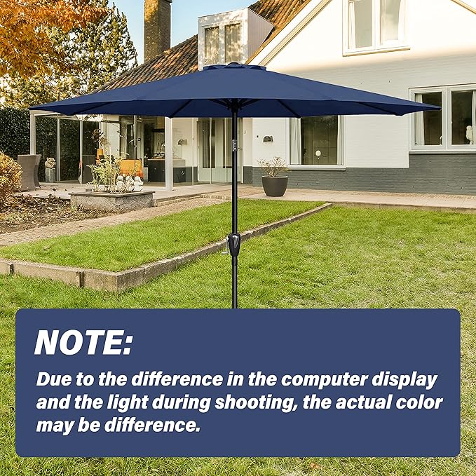 Simple Deluxe 9' Patio Umbrella Replacement Canopy Only Outdoor Table Market Yard Umbrella Replacement Top Cover with 8 Ribs, Dark Blue