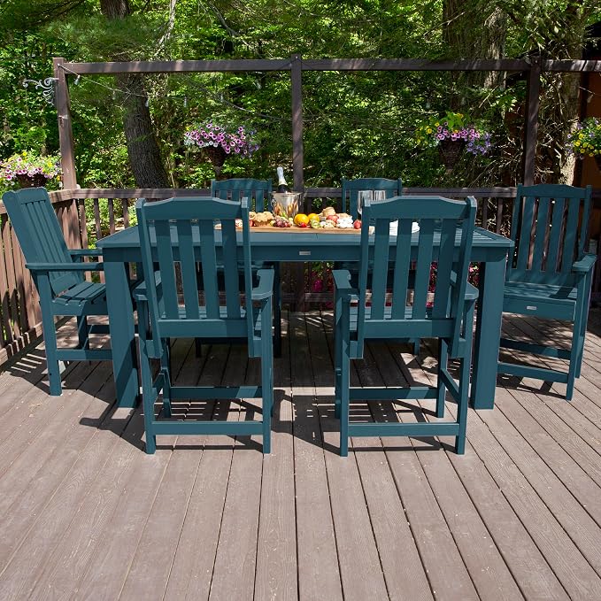 Highwood AD-ST7LH2CO5BA-NBE Lehigh 7pc Rectangular Counter Height Dining Set 84" x 42", Nantucket Blue