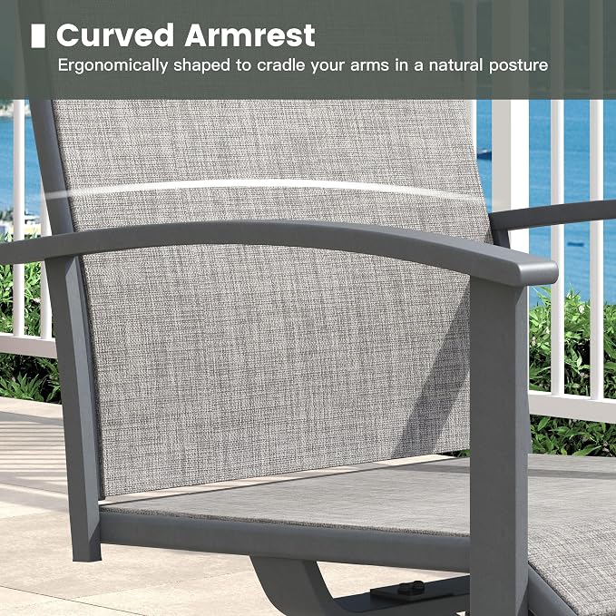 5 Pieces Round Patio Dining Set, Outdoor Furniture of 40.6" Round Patio Table and Patio Swivel Chairs for Backyard Lawn Garden, Grey Table and Grey Chairs