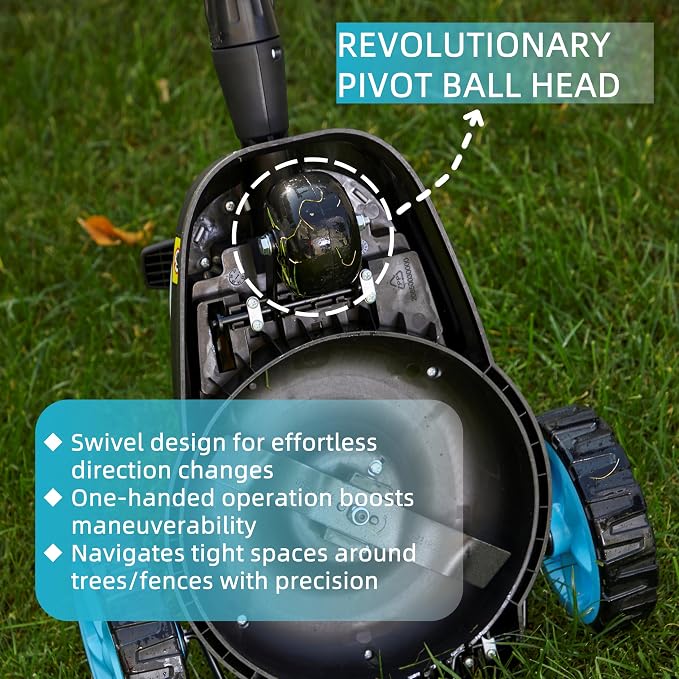RB 40V 9" Mini Cordless Lawn Mower with Battery & Charger for Small Yards | Ultra-light with brushless motor. 3 cutting heights. One-hand steering. Upright storage for tiny spaces, small lawns, patios.