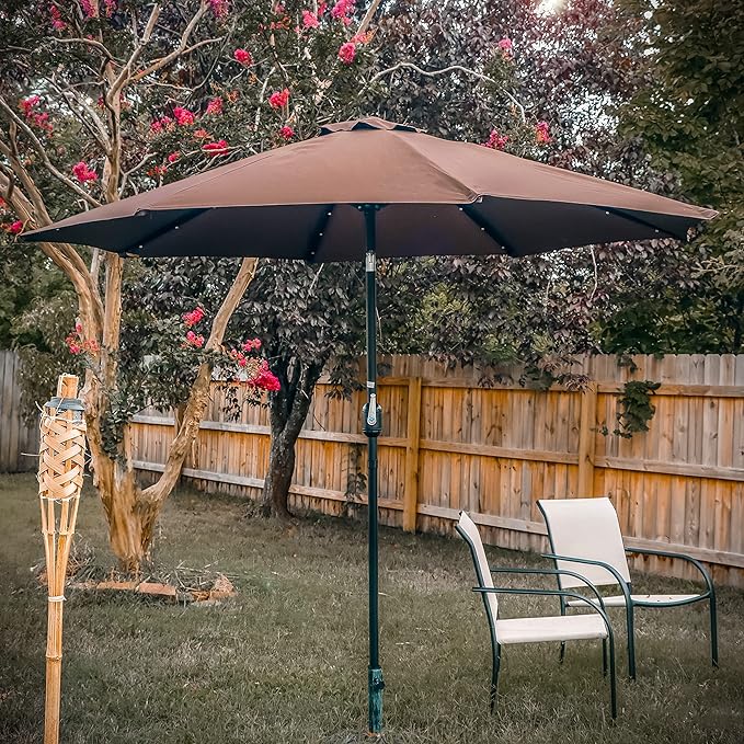 Trademark Innovations Deluxe Solar Powered LED Lighted Patio Umbrella - 9'