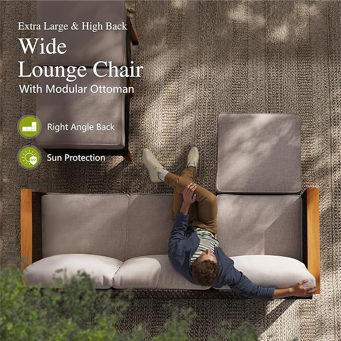 Sophia & William Patio Furniture Sets, 9 Piece Sectional Outdoor Rattan Wicker Sofa, All Weather Patio Conversation Set for Deck Backyard Lawn, Outdoor Couch, Beige