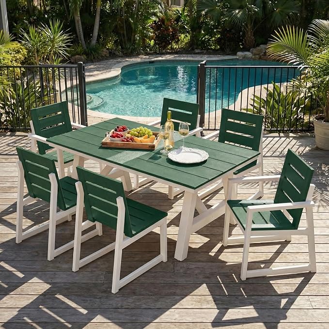 Costaelm Stinson Outdoor Patio HDPE Dining Side Chair, Dark Green