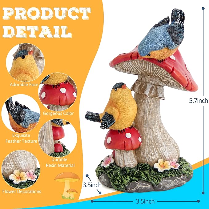 Leekung Bird Garden Statue Welcome Sign Outdoor Garden Decor for Patio Yard | Resin Bird Figurine Welcome Sign, Weather-Resistant Garden Statue for Front Porch,Entryway,Shelf,Table,Gift for Bird Lovers
