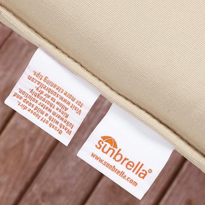 Sorra Home x Sunbrella - Indoor/Outdoor Square Pillows (Set of 2), Canvas Natural Ivory & Black