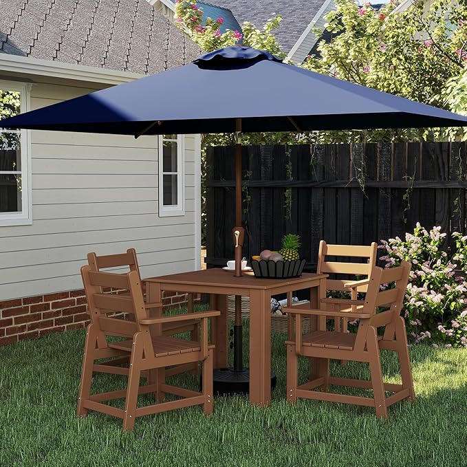 BRIOPAWS 6.5X10 FT Rectangular Patio Umbrella with Base Included | Rectangle Outdoor Umbrellas | 6 Sturdy Steel Ribs | Push Button Tilt & Crank | Heavy Duty for Garden Lawn Deck Backyard Pool |