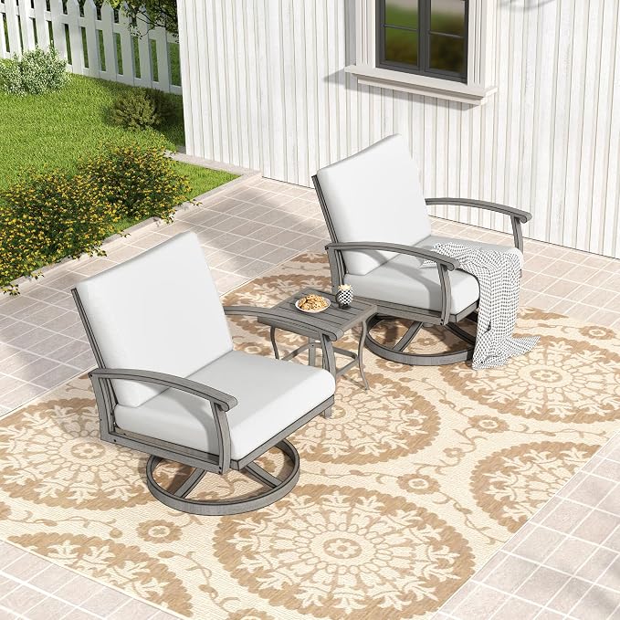 HAPPATIO Patio Outdoor Side Table, Modern Aluminum Square Table for Outside, Easy Assembly and Maintenance with Adjustable Feet for Deck, Pool, Balcony