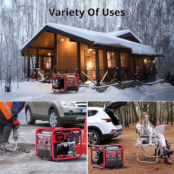 AMERISUN Portable Inverter Generator 4500W, Gas Powered Generator with CO Sensor, Digital Display, Parallel Capable, Long Run Time Gas Generators for RV, Home, Emergency, EPA Compliant