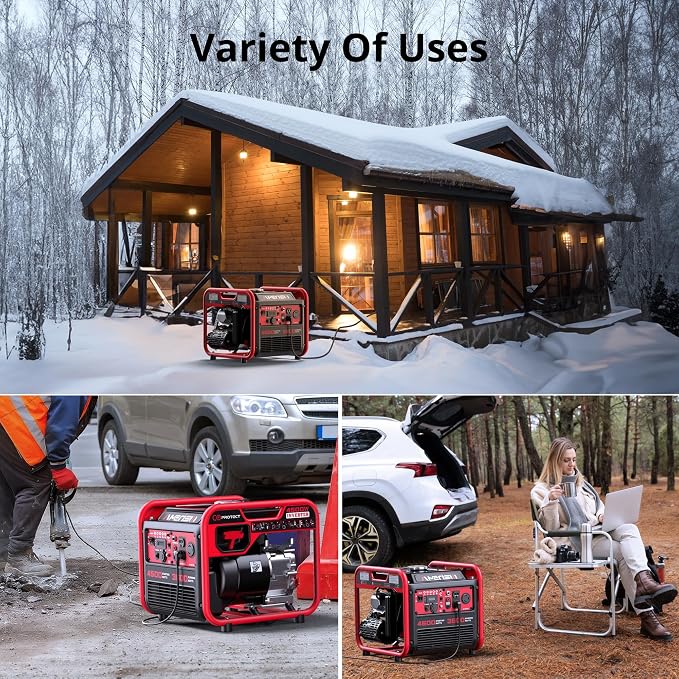 Portable 4500W Gas-Powered Inverter Generator with CO Sensor, Lightweight, Quiet, and EPA-Compliant for Home, Emergency Backup, and Camping