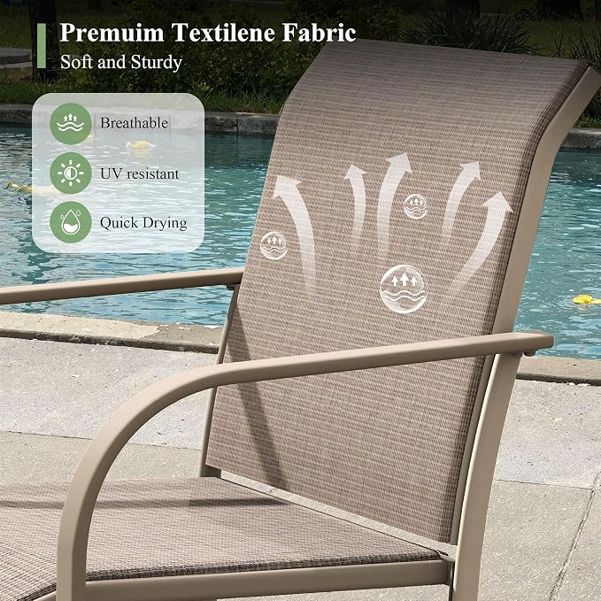 Patio Table and Chairs Sets for 8, Outdoor Dining Set with 8 Stackable Dining Chairs and 54" x 54" Round Thick Slatted Table for Backyard, Deck, Lawn, Garden, Sandshell