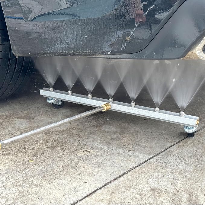 M MINGLE 24” Undercarriage Pressure Washer Attachment | Undercarriage Sprayer with 7 Nozzles, Under Car Washer with 3 Pieces Extension Wand, 4000 PSI