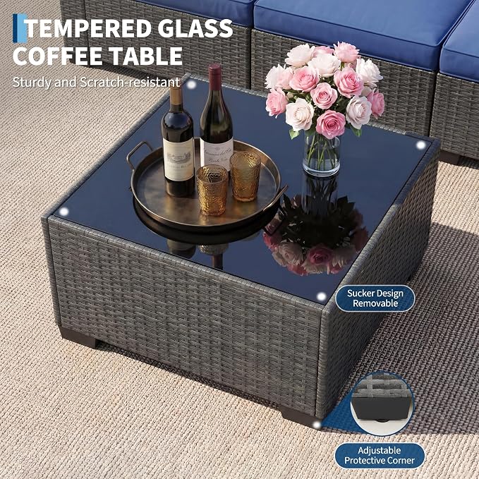 GAOMON Patio Furniture Sets, 7-Piece Outdoor Sectional Sofa Set with Storage Table & Ottoman, All-Weather PE Wicker Conversation Set for Patio, Backyard & Poolside