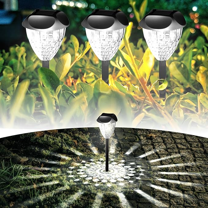 Ensenior 16-Pack Solar Lights Outdoor, Auto ON/Off 6500K LED Solar Garden Lights for Pathway, Yard, Patio, Walkway, Planter, Waterproof, Energy-Efficient Landscape Lighting