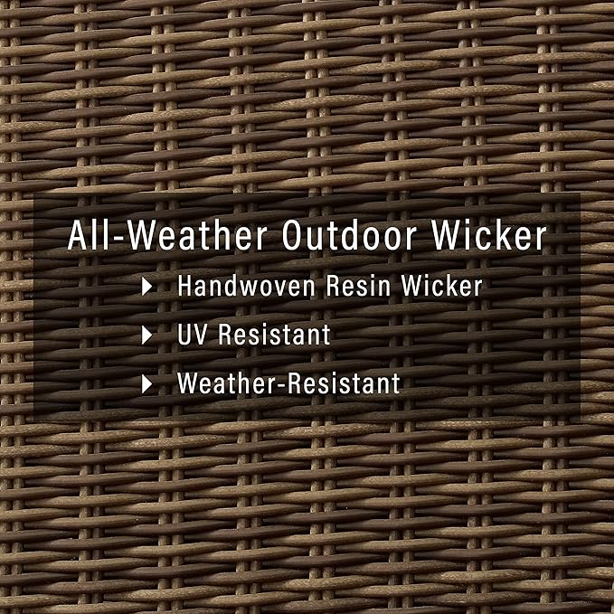 Crosley Furniture Bradenton 5-Piece Outdoor Loveseat Patio Furniture Set, Wicker Conversation Sets for Porch, Brown with Sangria Cushions