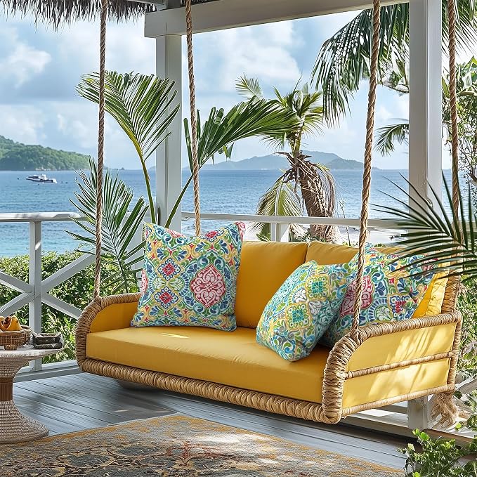 Outdoor Throw Pillow Covers 16x16 Inch, Square Patio Pillow Cases Pack of 2, Modern Decorative Back Cushion Covers for Patio Furniture Garden Couch Farmhouse,Damask Red