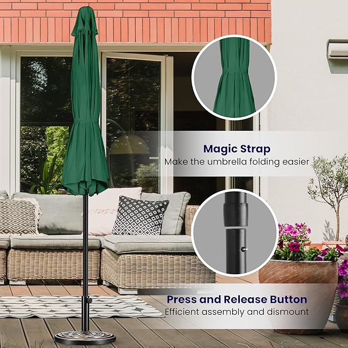 iPower 9ft Patio Umbrella Outdoor Table Umbrellas with 8 Sturdy Ribs, Push Button Tilt and Crank for Yard, Pool and Garden