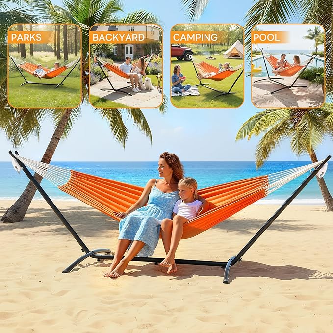 NEWBULIG Hammock Stand Only, Heavy Duty Hammock Stands for Double 2 Person, for Outside for Garden Backyard Patio Pool Beach with Carrying Case