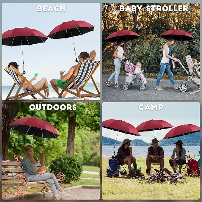 Beach Umbrella, 360 ° Chair Umbrella with Clamp, UPF50+ Shade for Beach, Sand, Patio, Yard (Not Includ Chair)