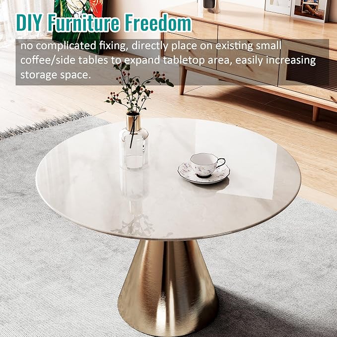 36" Round Tempered Glass Table Top, Marble Glass Surface Protector Heat & Scratch Resistant Multipurpose for Dining, Coffee, Restaurant, Office and End Table (Grey Marble Pattern, 36 Inch)