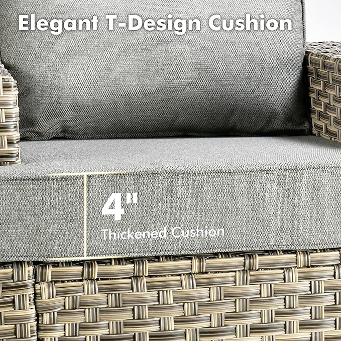 Weaxty 9 Pieces Patio Furniture Set, Outdoor Sectional Furniture Sofa Set w/Swivel Rocking Chairs Coffee Table, PE Wicker Modular Couch Conversation Set for Backyard Garden,Dark Gray