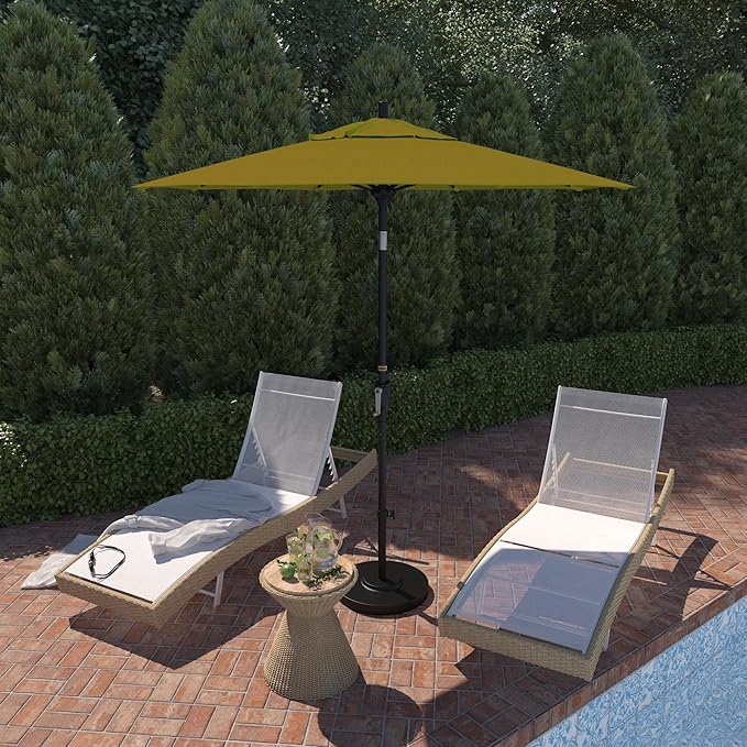 California Umbrella 7.5' Round Aluminum Market Umbrella, Crank Lift, Push Button Tilt