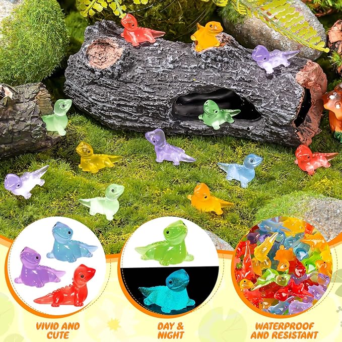72PCS Luminous Mini Resin Lizards Tiny Lizards for Micro Moss Landscape | Cute Lizard Figures Glow in The Dark, Tiny Lizards Animal Miniature, Micro Moss Landscape Crafts Dollhouses Hidden Games