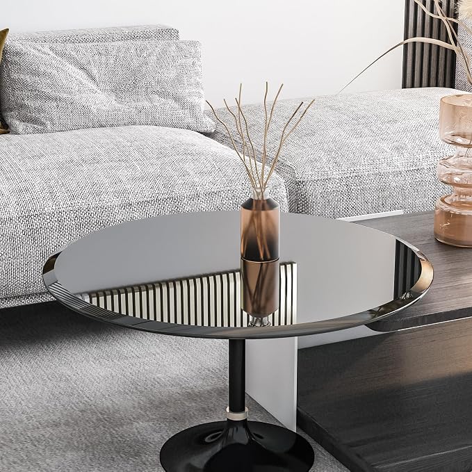 32" Tempered Glass Table Top Round Black Surface 3/8'' Thick Beveled Edge Multipurpose for Dining, Coffee, Restaurant and End Table (3/8" Thick - Beveled Edge, 32 inch-Black)