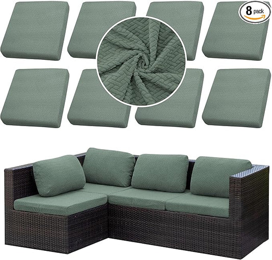 Outdoor Cushion Covers Set,8PCS Patio Furniture Couch Seat Slipcovers, Replacement for Sofa Sectional Chair(Cover，Only)