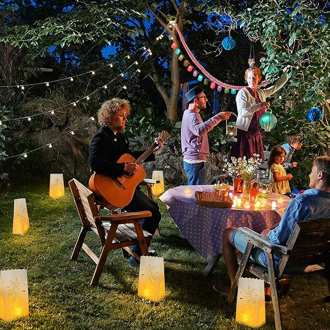 AceList 30 PCS Luminary Bags with 30 PCS Flameless Candles Tea Lights for Wedding, Birthday, Party, Christmas Decorations(Fireworks)