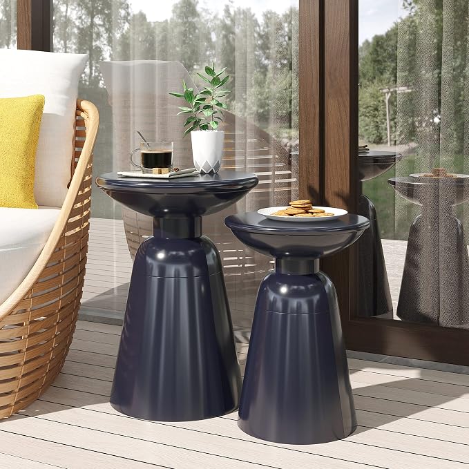 Christopher Knight Home Pelon Outdoor Side Tables - Navy Blue (Set of 2)