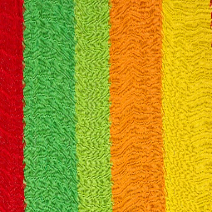 NOVICA Green Yellow Red Striped Hand Woven Cotton Mayan 2 Person XL Rope Hammock, 'Colima' (Double)