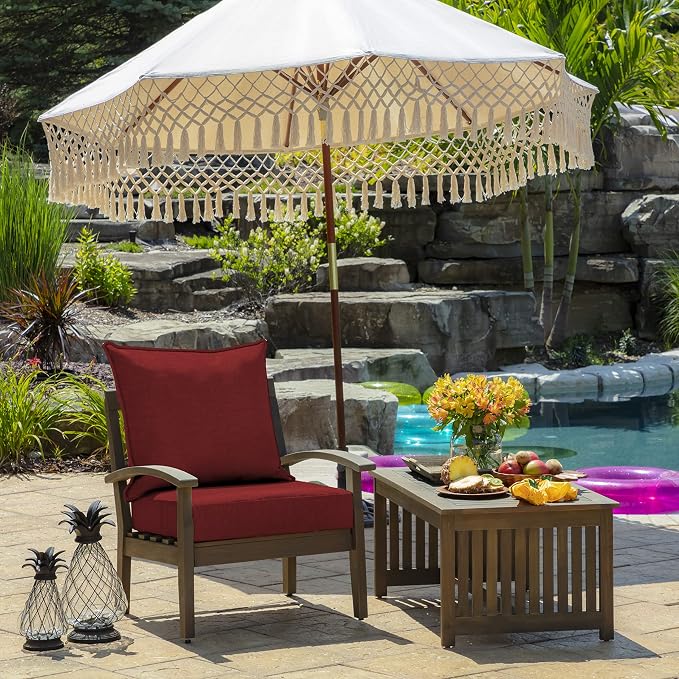 Arden Outdoor Deep Seat Cushion Set, Foam, 24x24, Ruby Red | Sofa, Couch, Conversation Set, Premium High-Density Foam, Never Flattens, Mold and Mildew Resistant