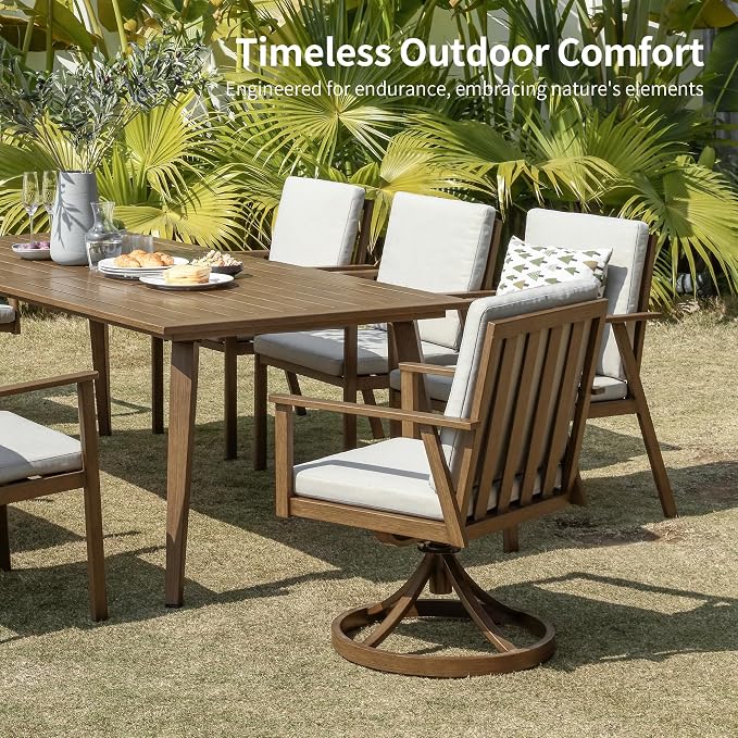 Outdoor Dining Set, Patio Dining Swivel Chairs Set of 2, Aluminum Patio Rocking Chairs with Washable Cushion, 2 Pieces All Weather Patio Furniture Sofa Chairs for Backyard, Garden, Poolside