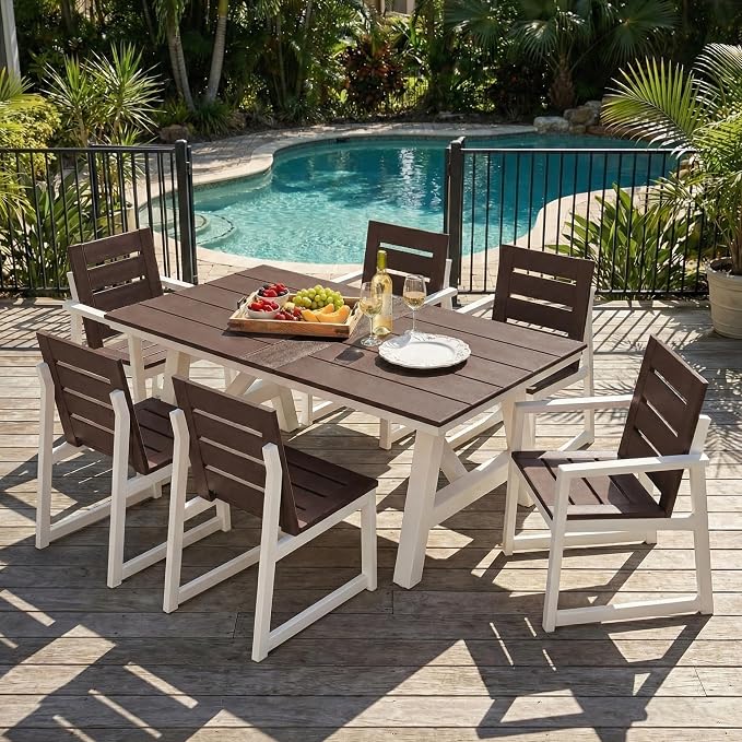 Costaelm Stinson Outdoor Patio HDPE Dining Side Chair, Dark Brown