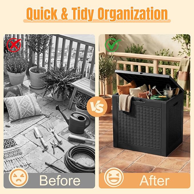 Outdoor Storage Box,38 Gallon Resin Deck Box,Waterproof & UV Resistant Lockable Package Delivery Bin,Toy Cabinet for Indoor & Outdoor