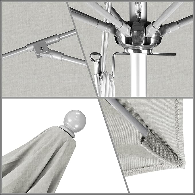 California Umbrella 11' Rd. Venture Series Contract Grade Patio Umbrella, Pulley Open, Silver Finish, Sunbrella Granite