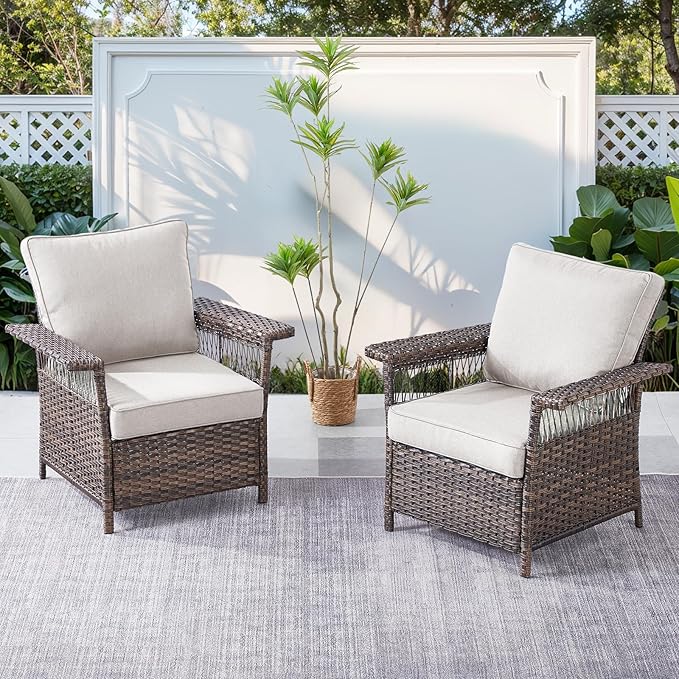 Patio Furniture Set with Fire Pit Table, 4PCS Conversation Set Brown Resin Wicker Chair and Sofa with 41in Rectangular Firepit Table PE Rattan Furniture Set