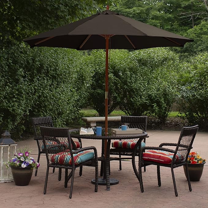 Northlight 8.5ft Outdoor Patio Market Umbrella with Wooden Pole, Brown