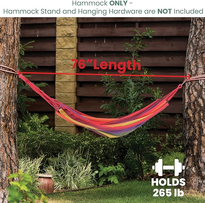Northlight 76" Wide Striped Woven Cotton Single Brazilian Hammock