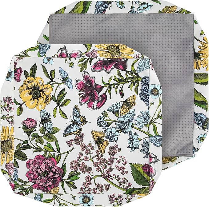 Outdoor Cushion Covers 24 x 24 x 4 inch,Set of 2,Non-Slip Grips Bottom,Replacement Cushion Covers for Garden Patio Furniture Couch Chair,Fade-Resistant Slipcover Only,No Insert(Butterfly Flower)