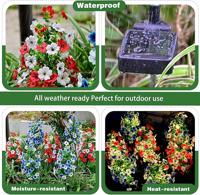 Solar Violet Garden Lights Outdoor 2 Pack, Realistic Violet Flower Design with Soft Glow, Upgraded Solar Panel, Decorative Lights for Lawn Patio Pathway Yard, Gift for Mom