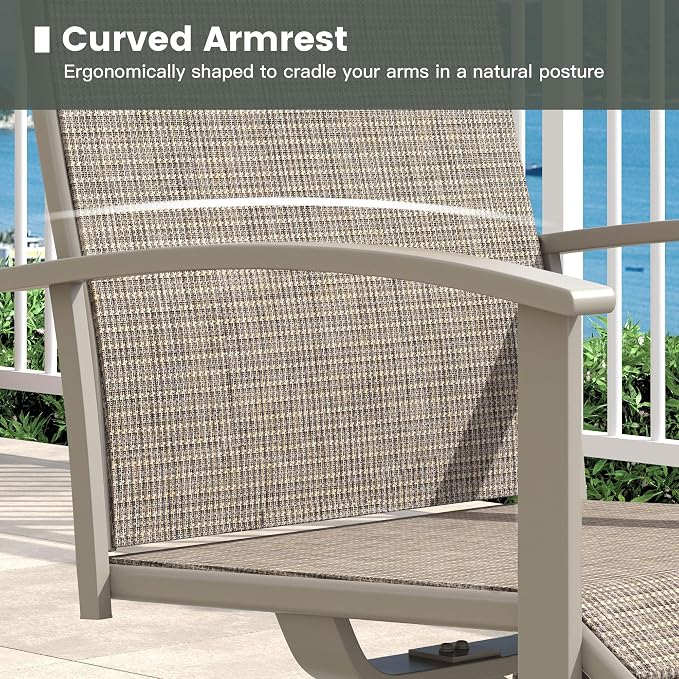 9 Pieces Round Patio Dining Set, Outdoor Furniture of 60" Round Patio Table and Patio Swivel Chairs for Backyard Lawn Garden, Sandshell Table and Sandshell Chairs