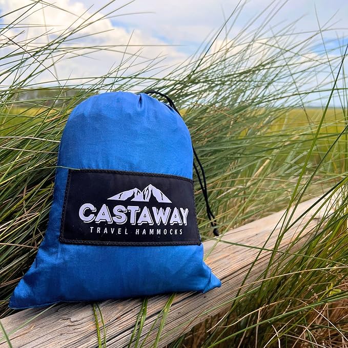 Castaway Travel Hammocks Double Water Design Camping Hammock with 2 Tree Straps, Triple Stitched Durable Nylon Material, Compact Design for Backpacking, Travel, Beach, Backyard, Patio, Hiking