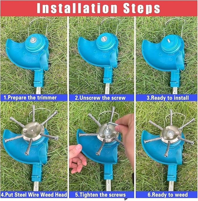 Voltriox Trimmer Head for Weed Eater, Heavy Duty Wire Brush Cutter Attachment with Adapter Kit, Weed Removal Tool for Grass, Moss, Pavement Cracks and Yard Maintenance, Fits Trimmers (1PC)