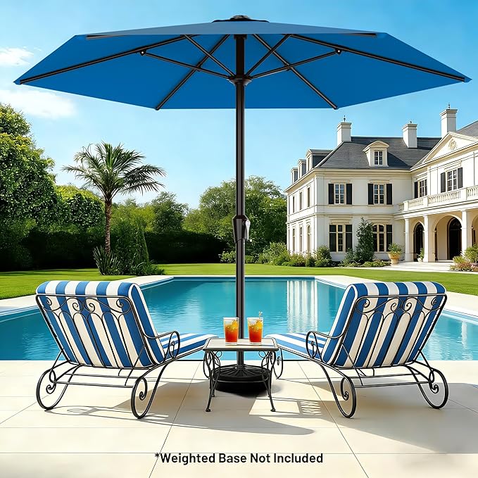 AreShark 11 FT Patio Umbrella for Outdoor, Outdoor Table Umbrella with Push Button Tilt and Crank, Outdoor Patio Umbrellas with 6 Sturdy Ribs, Patio Umbrellas for Market, Garden, Pool (Royal Blue)